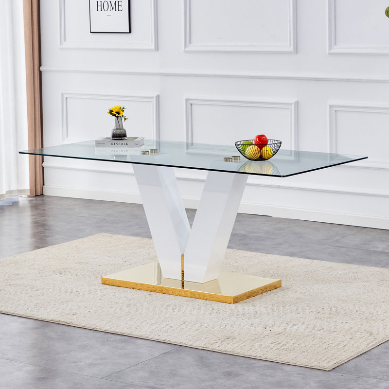 Mercer41 Large Modern Minimalist Rectangular Glass Dining Table Wayfair